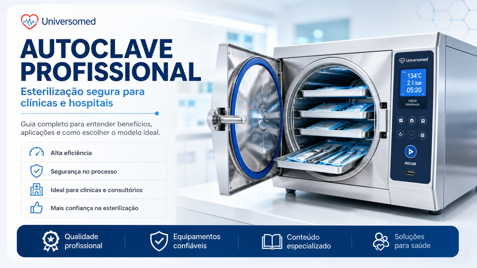 Autoclaves profissionais: guia de compra para esterilização segura na saúde