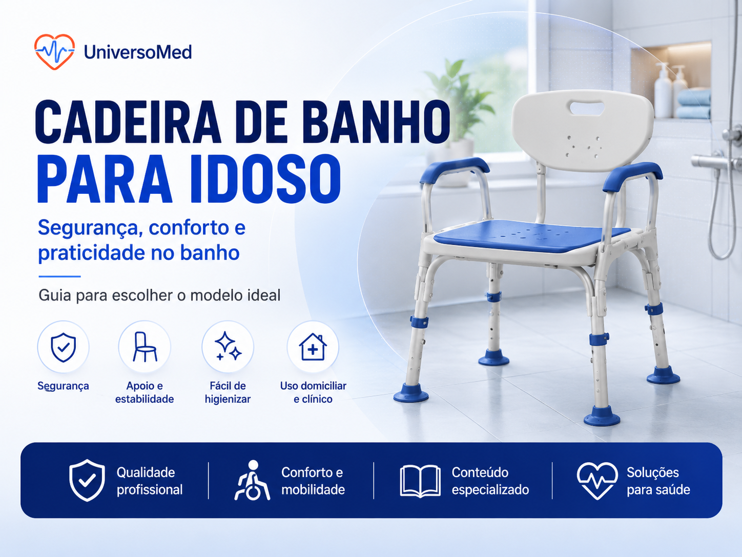 Cadeira de banho para idoso: guia de compra para mais segurança no banheiro