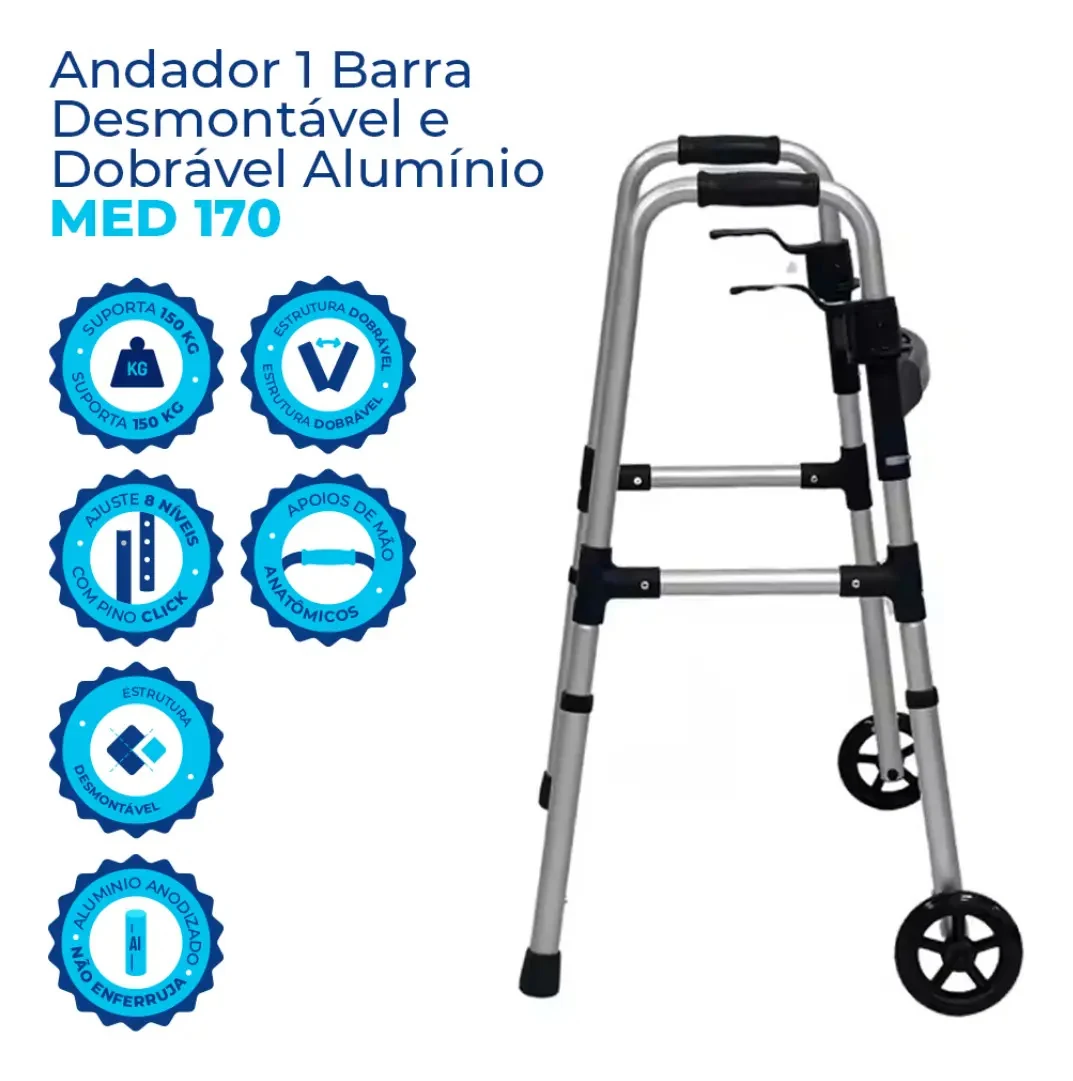 Andador Para Idoso Com Rodas Dobrável Ortopédico Adulto 135k