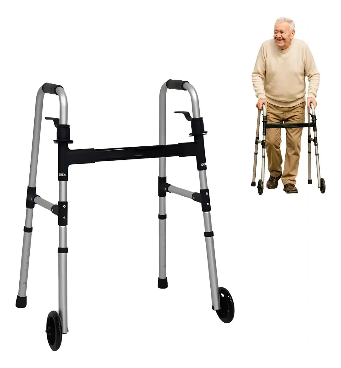 Andador Para Idoso Com Rodas Dobrável Ortopédico Adulto 135k