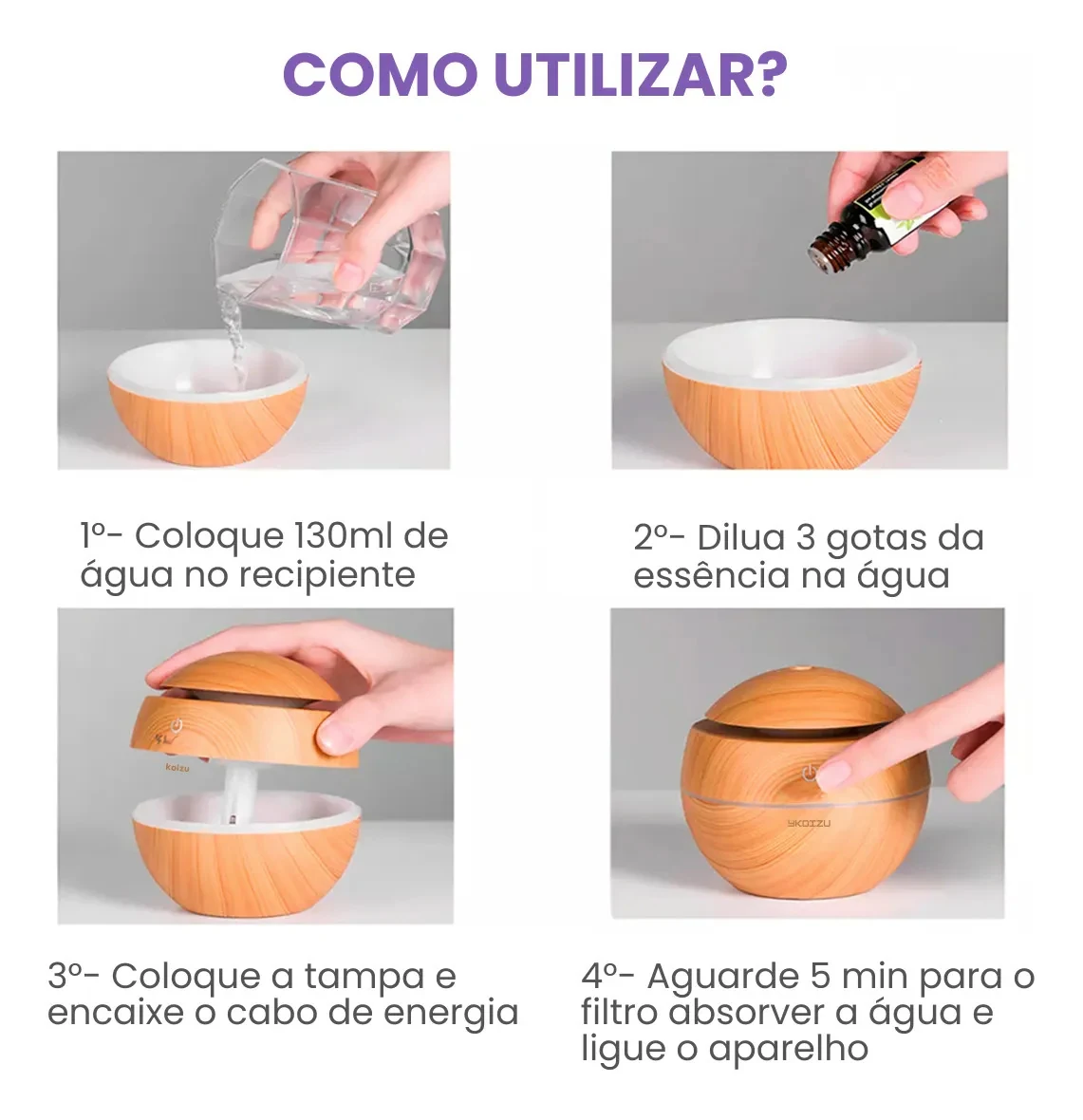Aromatizador Difusor de Aroma Óleo Essencial Elétrico Bivolt Branco