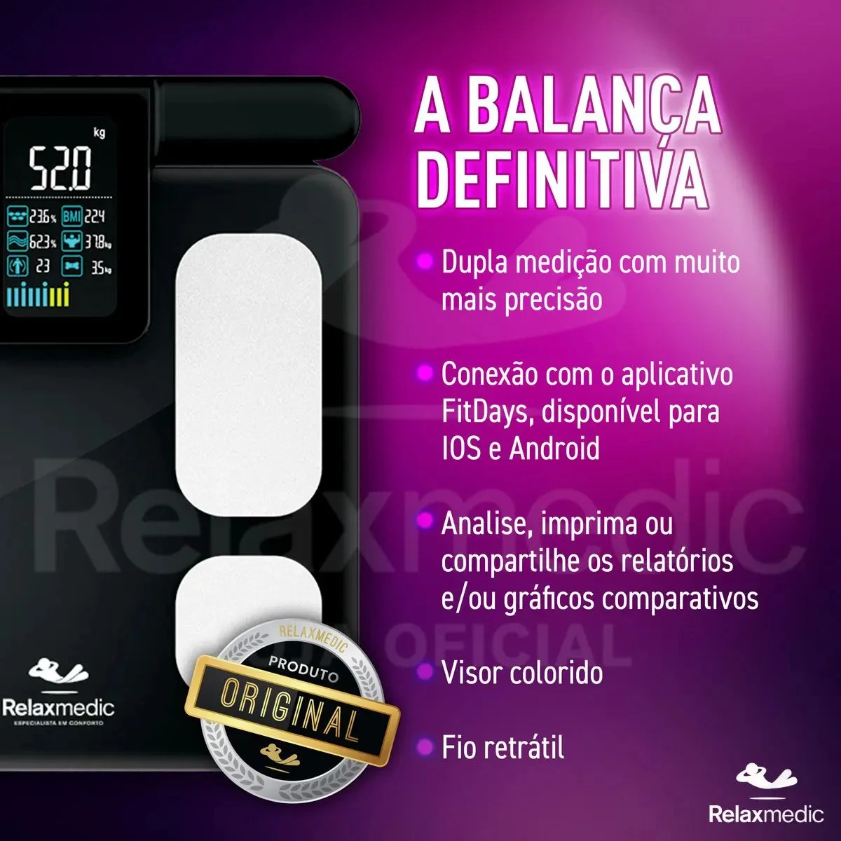 Balança de Bioimpedância Bodyscan Pro Relaxmedic Preta