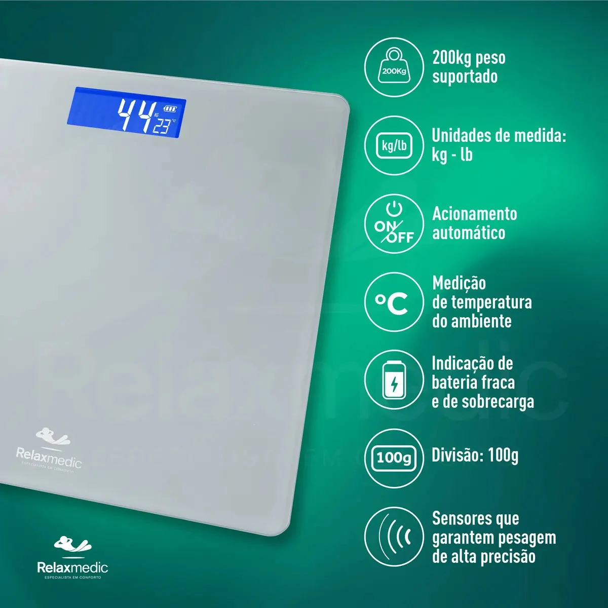 Balança Digital Relaxmedic RM-BD0628A 200 kg