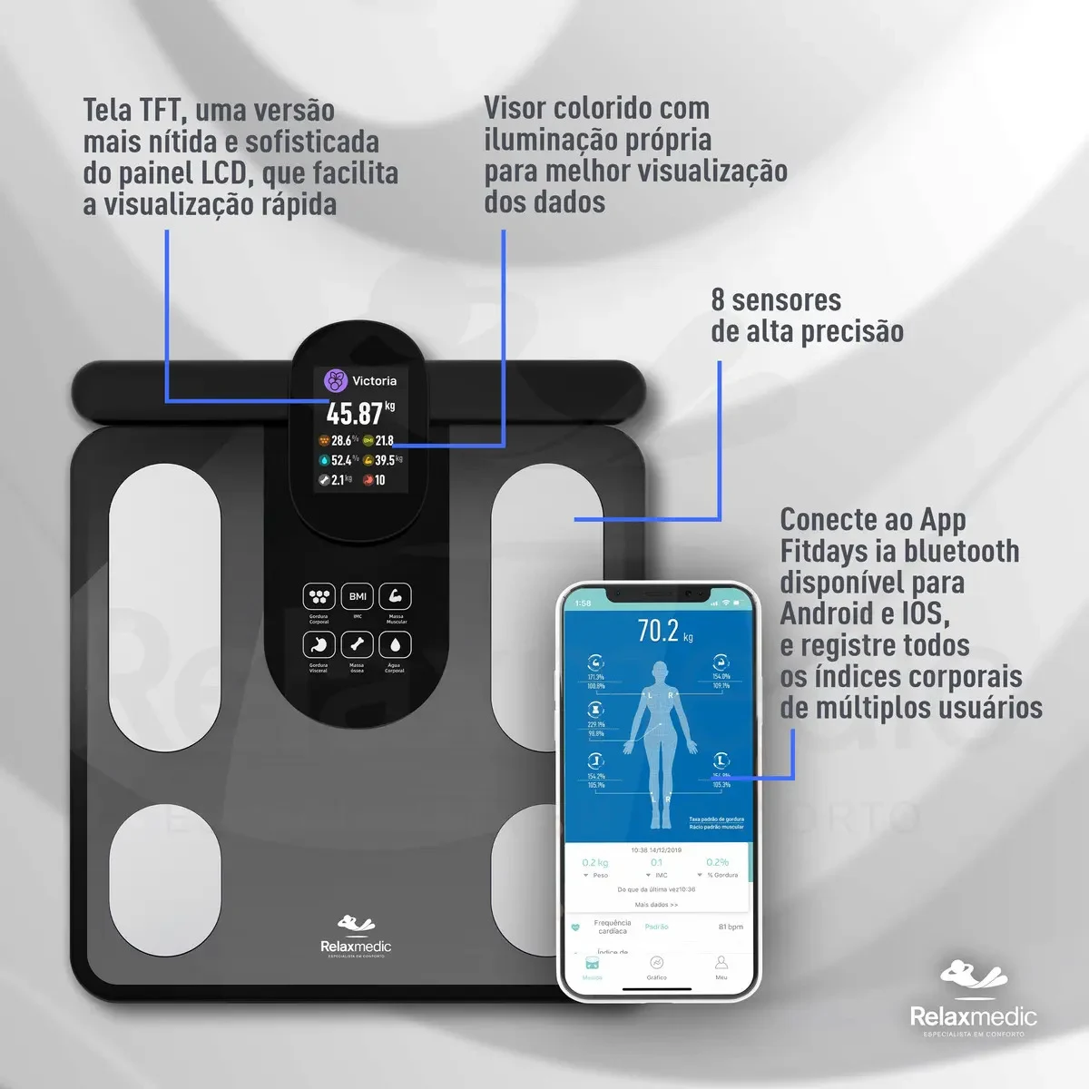 Balança de Bioimpedância Bodyscan Vision Relaxmedic