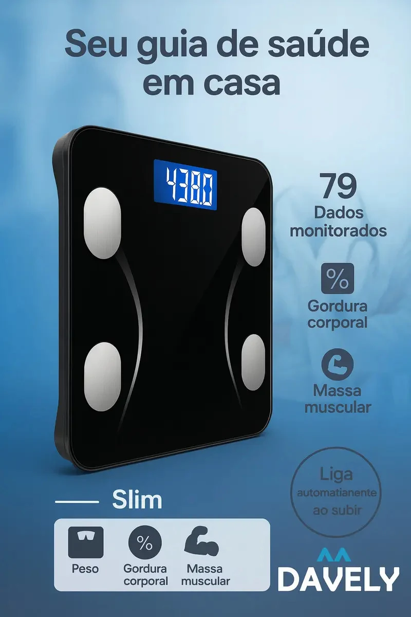 Balança de Bioimpedância Bluetooth Davely TT5412 140 kg