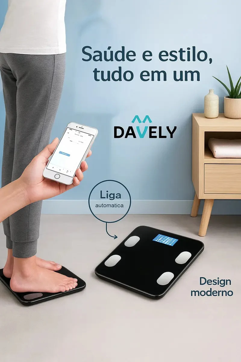 Balança de Bioimpedância Bluetooth Davely TT5412 140 kg