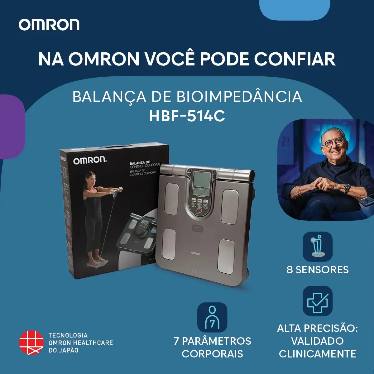 Balança de Bioimpedância Omron HBF-514C 150 kg