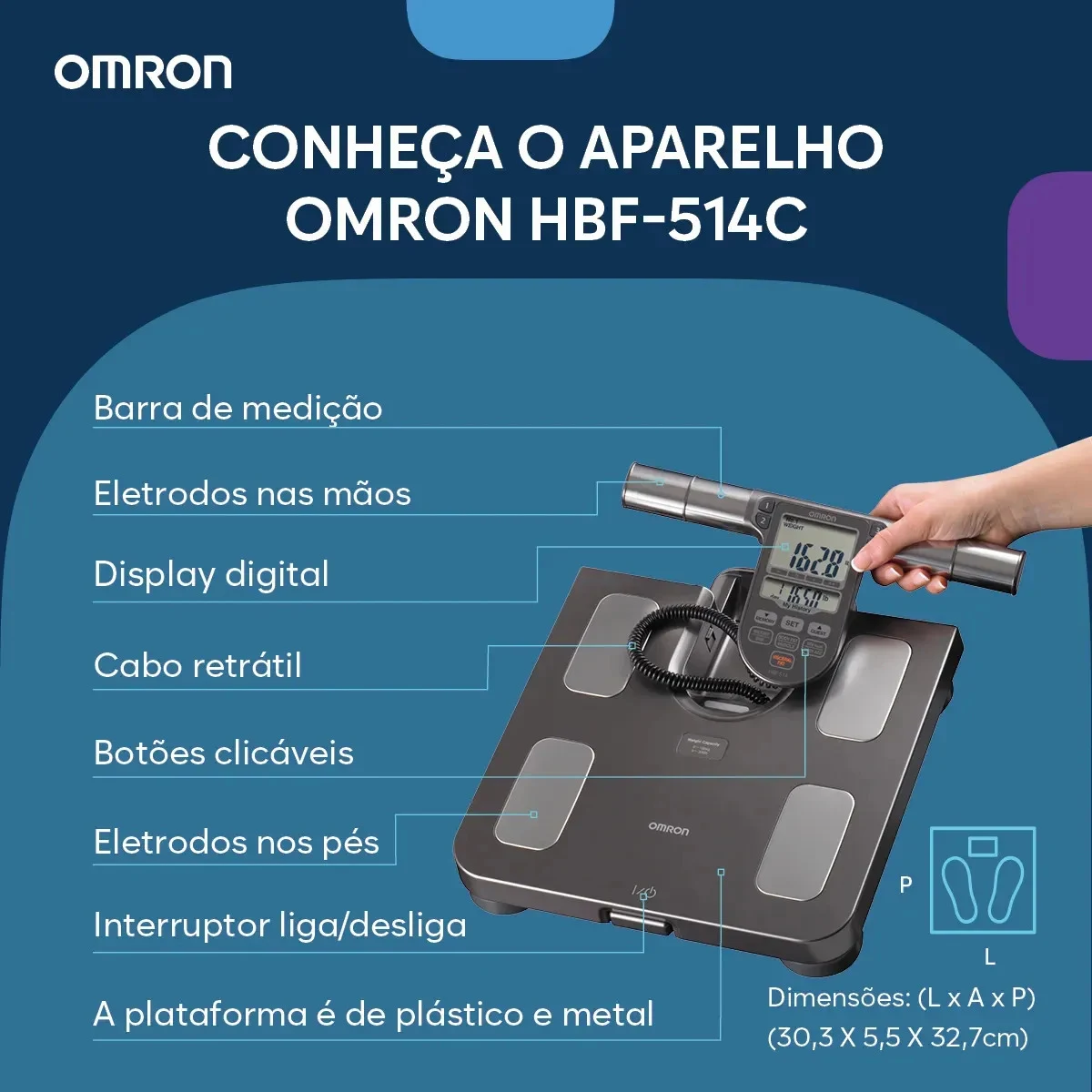 Balança de Bioimpedância Omron HBF-514C 150 kg