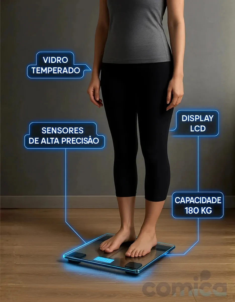 Balança Digital de Vidro Comica 180 kg