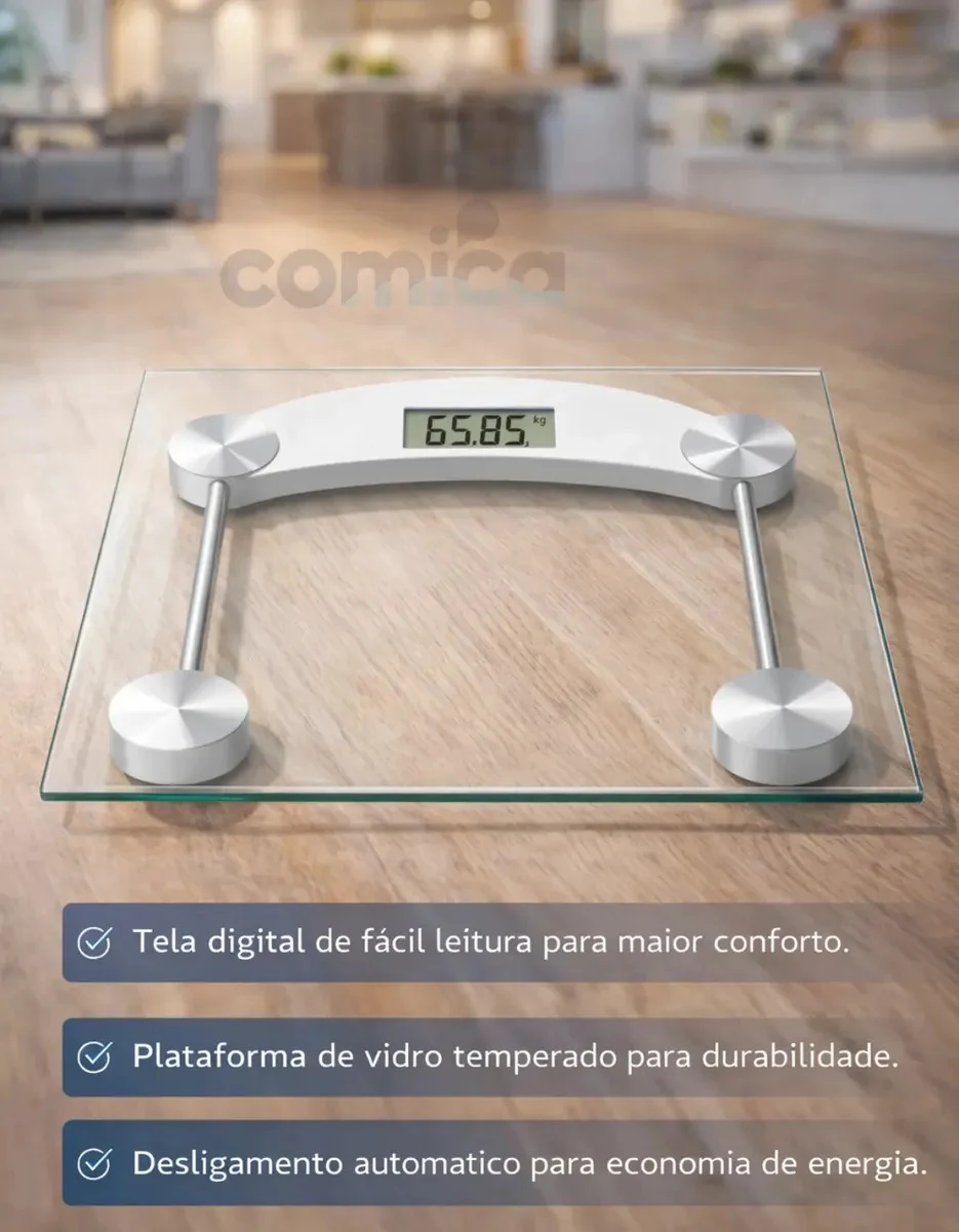 Balança Digital de Vidro Comica 180 kg