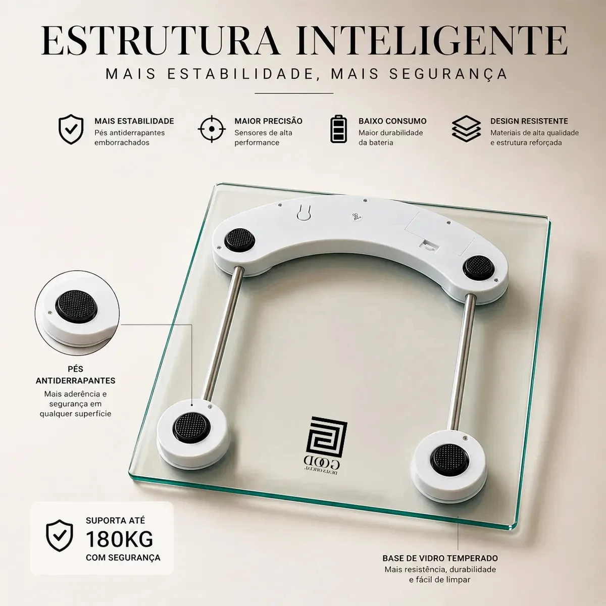 Balança Digital de Vidro Good Deals 180 kg