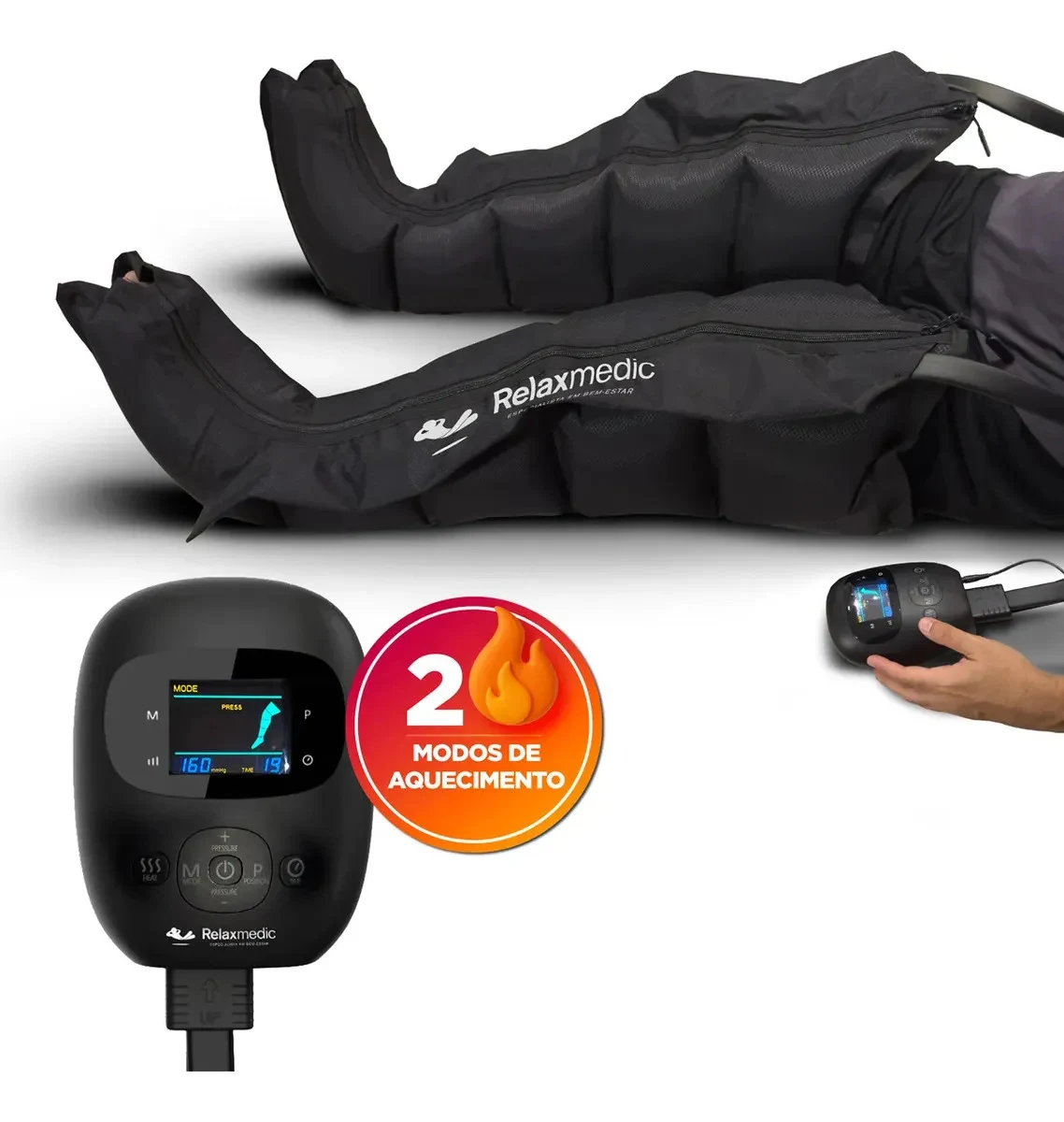 Bota de Compressão Pneumática Relaxmedic F10 Pro Thermo