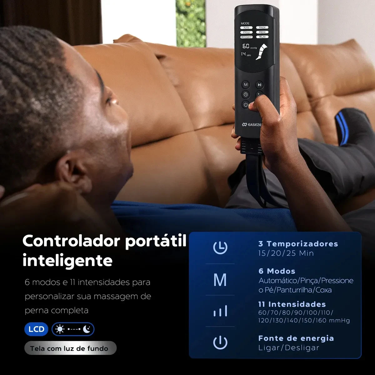 Bota de Compressão Pneumática Easezen para Pés e Pernas 6 Modos