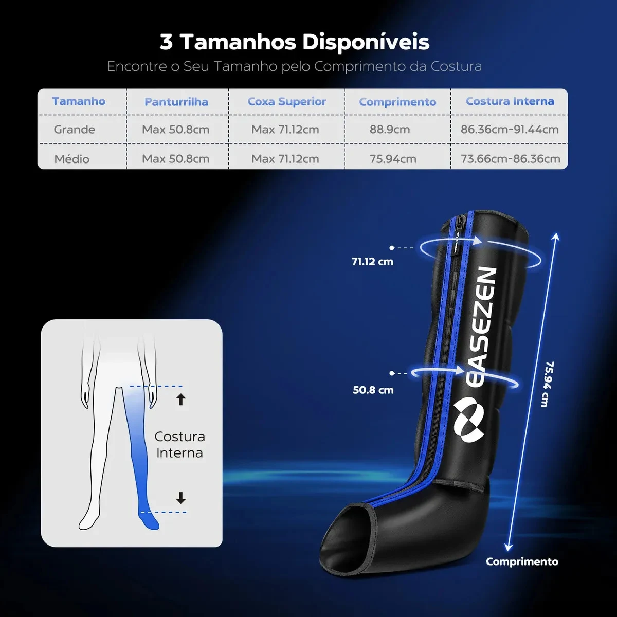 Bota de Compressão Pneumática Easezen para Pés e Pernas 6 Modos