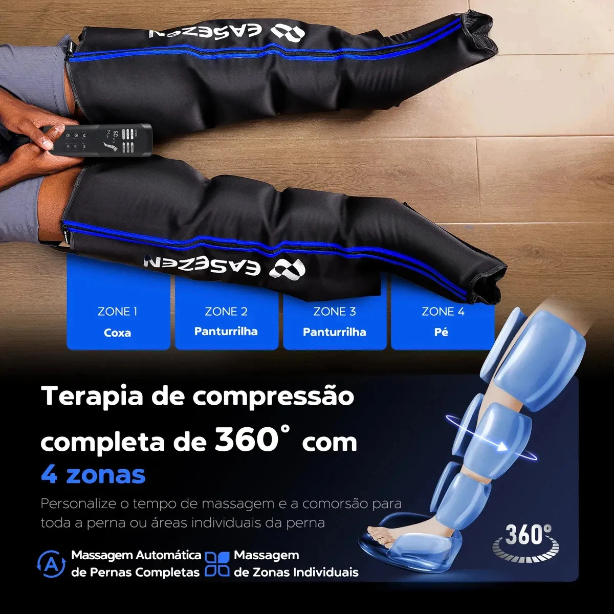 Bota de Compressão Pneumática Easezen para Pés e Pernas 6 Modos