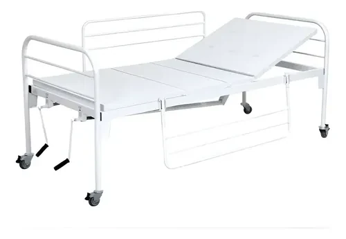 Cama Hospitalar 2 Manivelas + Colchão Hospitalar + Branco