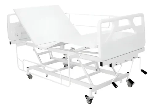 Cama Hospitalar 3 Manivelas Semiluxo + Colchão Branco