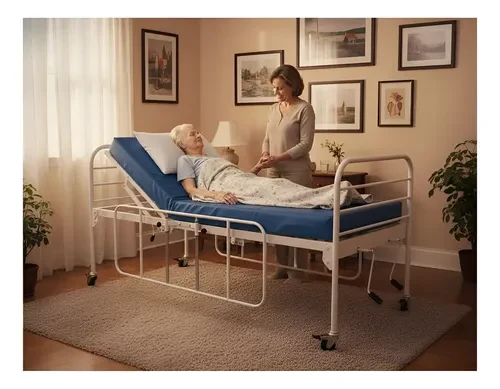 Cama Hospitalar Manual 3 Movimentos com Colchão e Grades