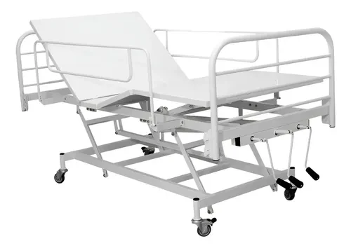 Cama Hospitalar 3 Movimentos comElevação de Altura + Colchão Branco