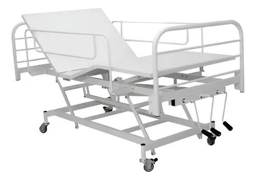 Cama Hospitalar com Elevação Altura + Colchão + Branco