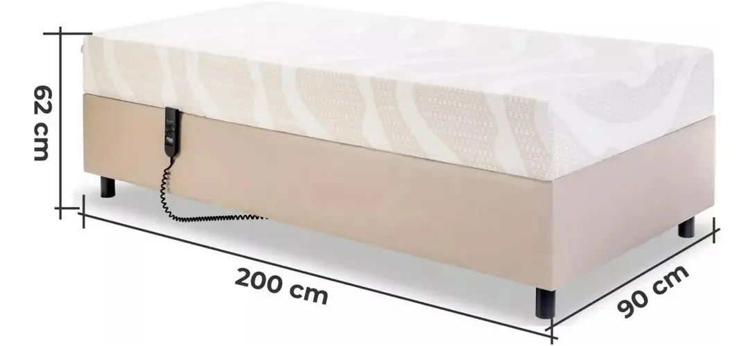 Cama Hospitalar Motorizada Que Regula Altura + Colchão Branco 127/220V