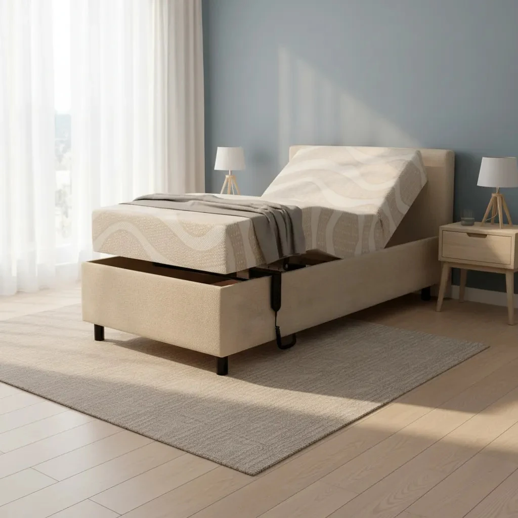 Cama Hospitalar Motorizada Que Regula Altura + Colchão Branco 127/220V