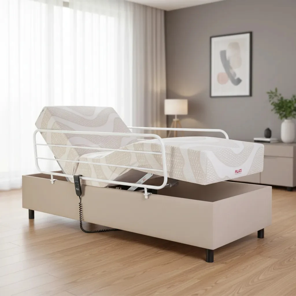 Cama Hospitalar Motorizada Que Regula Altura + Colchão Branco 127/220V