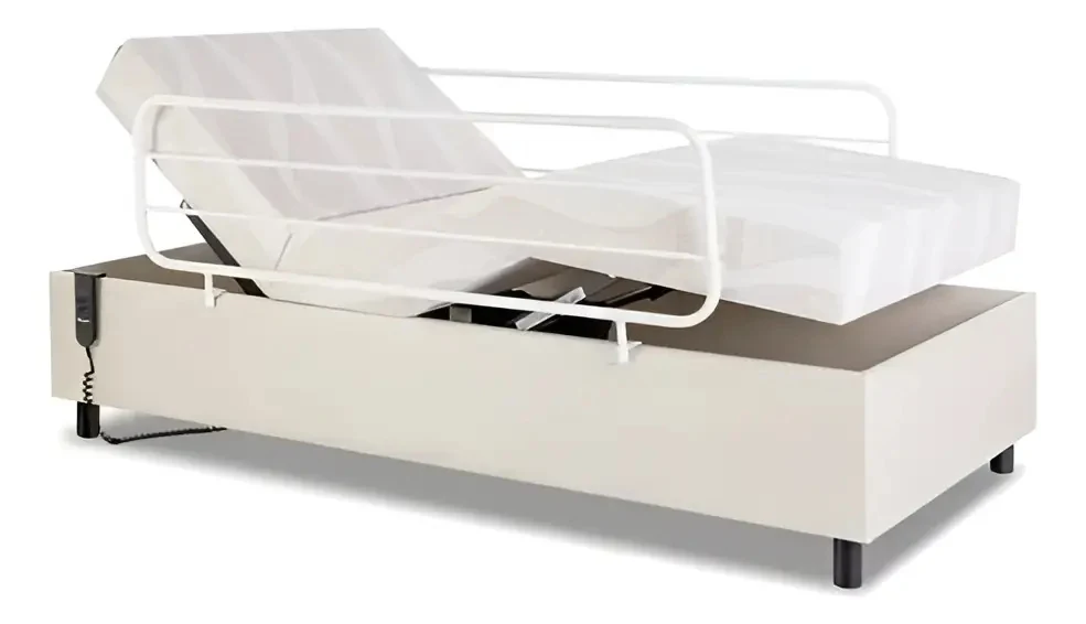 Cama Hospitalar Motorizada Que Regula Altura + Colchão Branco 127/220V