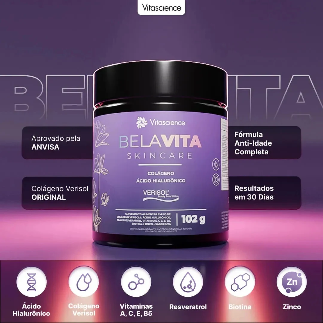 Colágeno BelaVita Skincare Verisol Uva 102 g