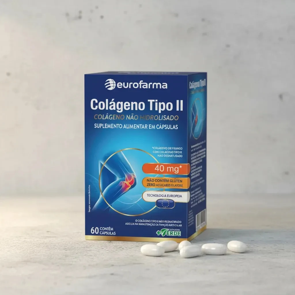 Colágeno Tipo 2 Eurofarma 40 mg com 60 Cápsulas