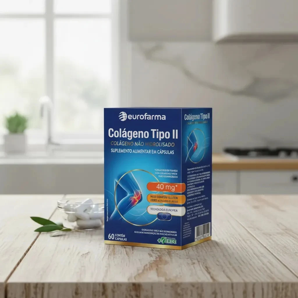 Colágeno Tipo 2 Eurofarma 40 mg com 60 Cápsulas