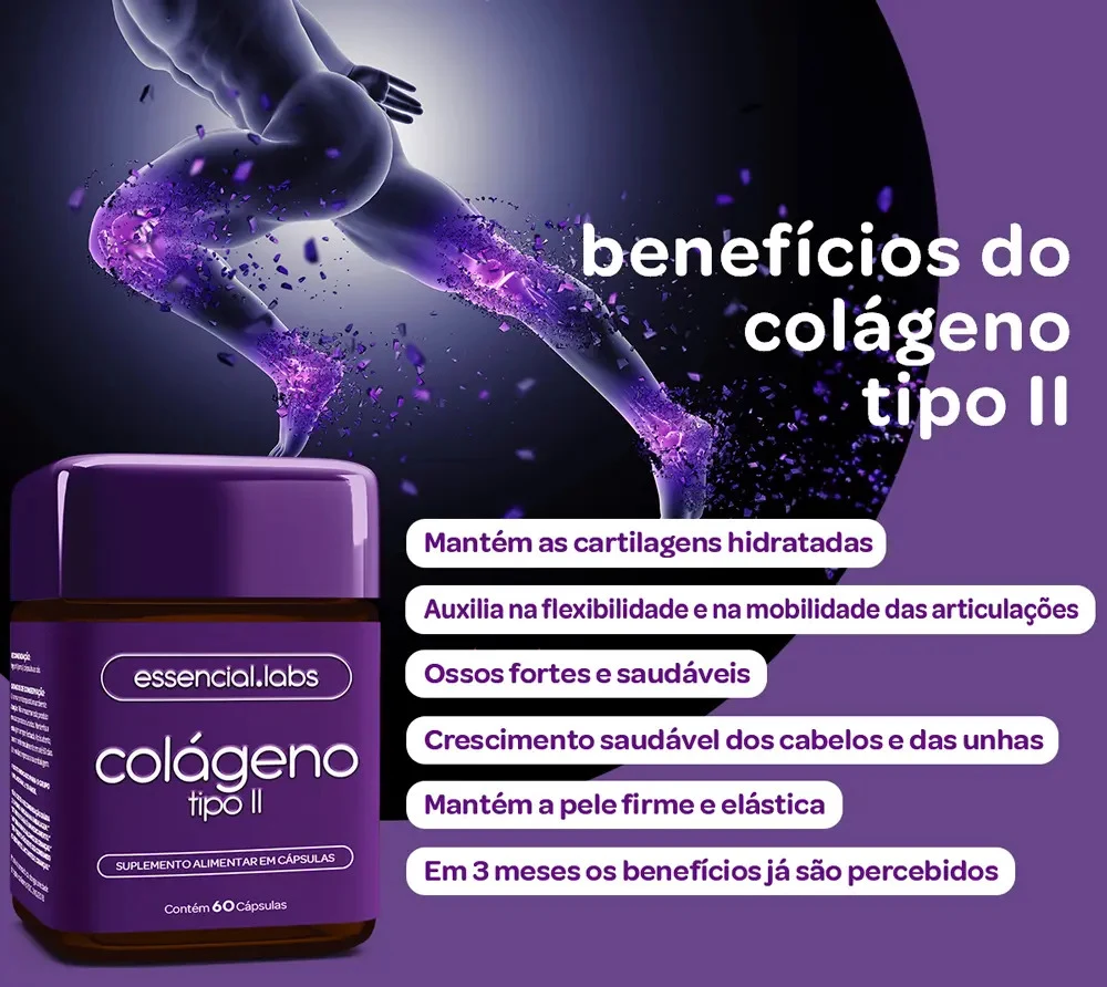 Colágeno Tipo 2 Essencial Labs 45 mg com 60 Cápsulas