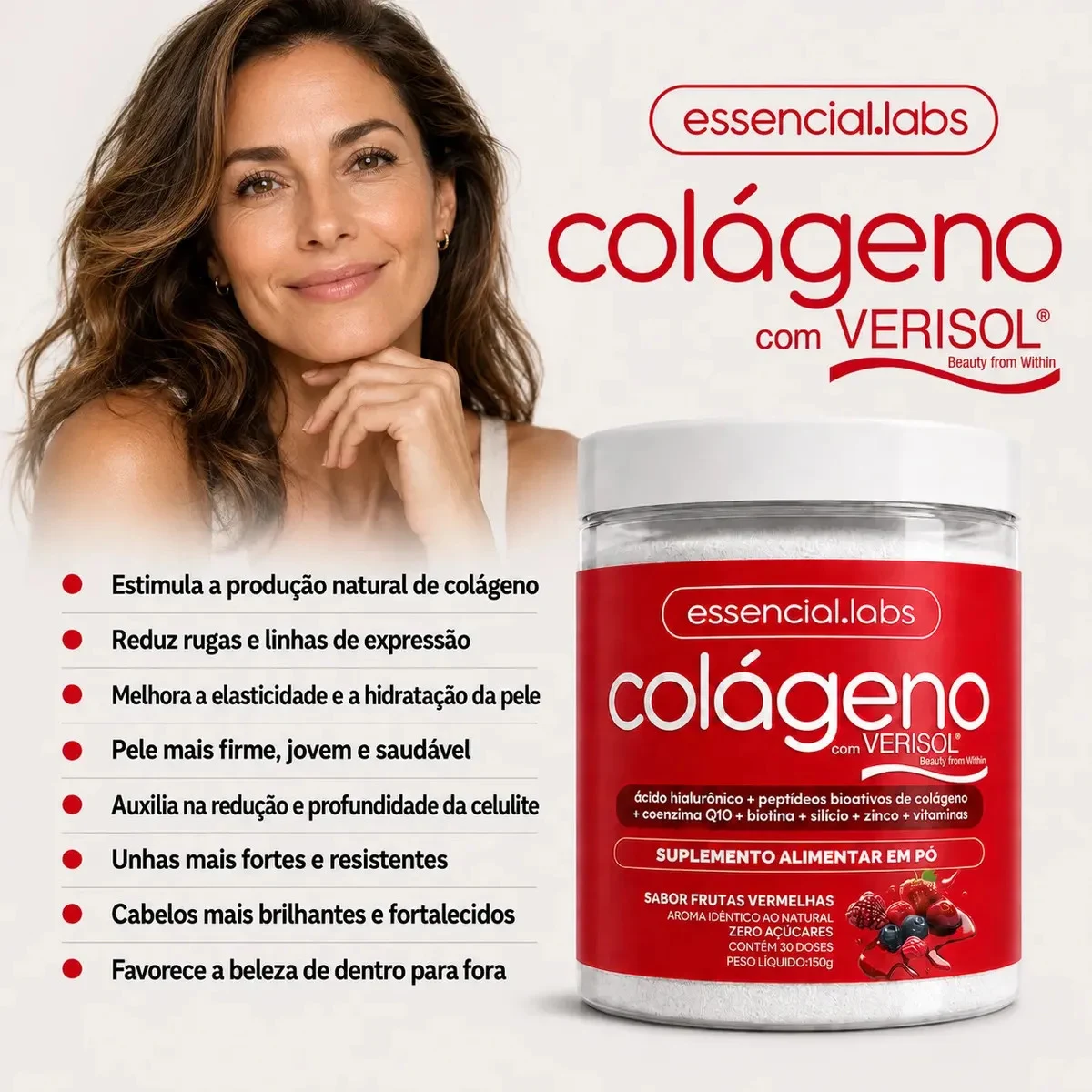 Colágeno Verisol Essencial Labs Frutas Vermelhas 150 g