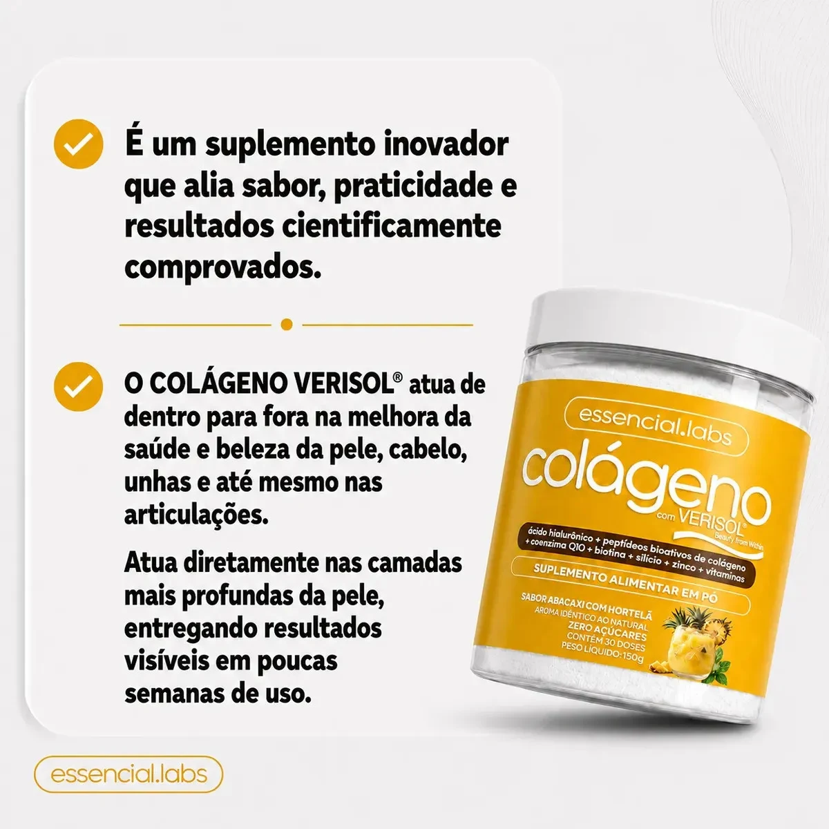 Colágeno Verisol Essencial Labs Abacaxi com Hortelã 150 g