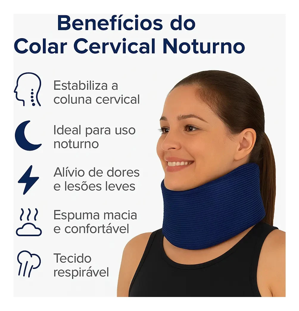 Colar Cervical De Algodão Noturno Confort Macio Tamanho M