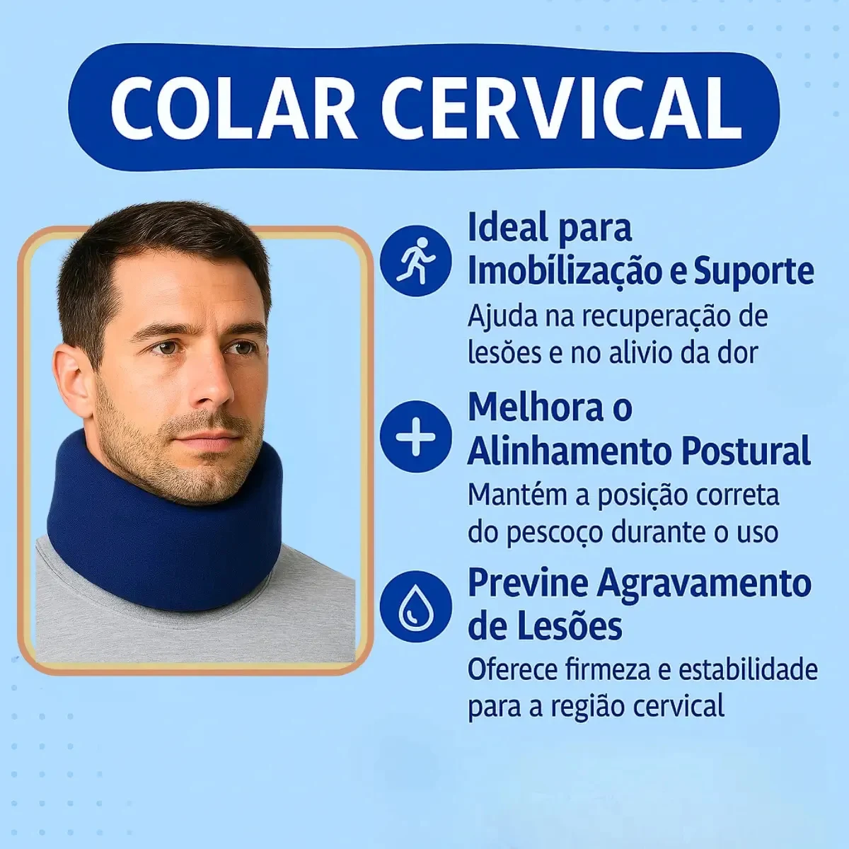 Colar Cervical de Espuma Noturno Marinho Tamanho M