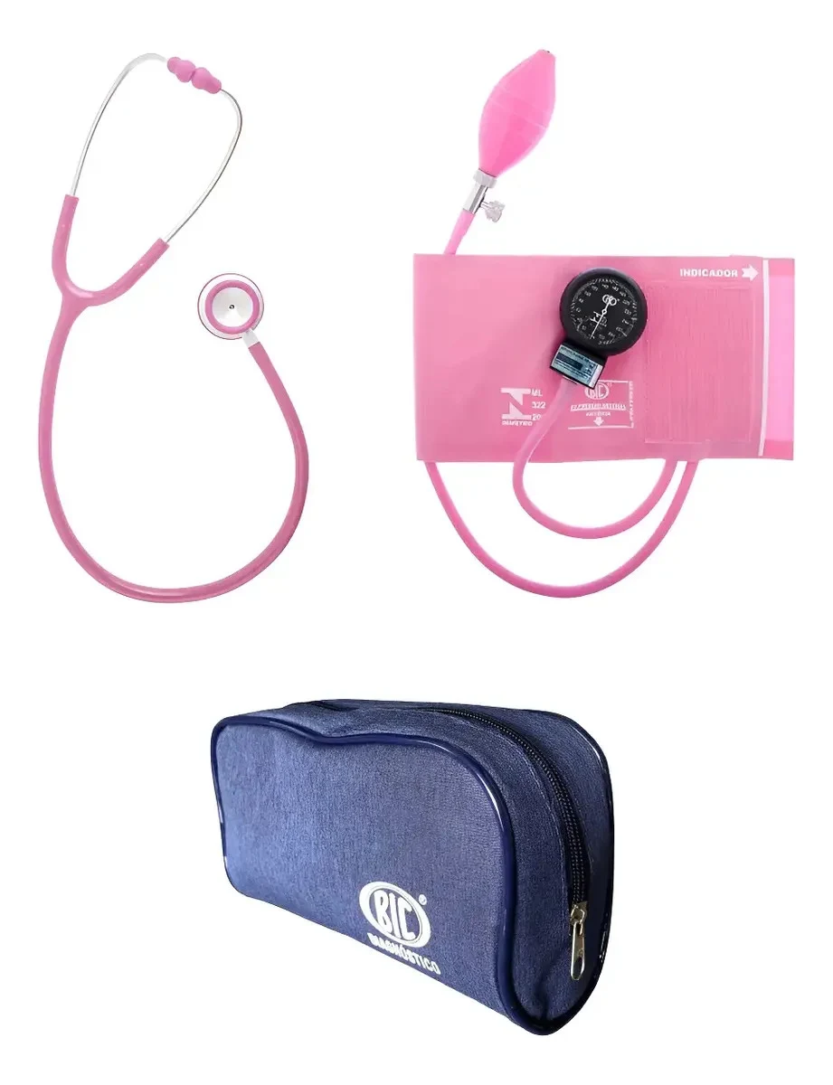 Kit Esfigmomanômetro com Estetoscópio BIC Rosa