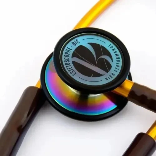 Estetoscópio BIC Eternity Inox Adulto e Pediátrico Preto Gold Rainbow