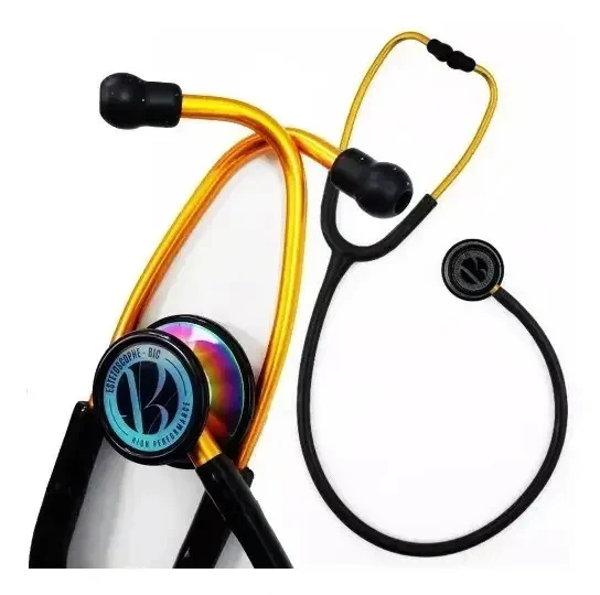 Estetoscópio BIC Eternity Inox Adulto e Pediátrico Preto Gold Rainbow