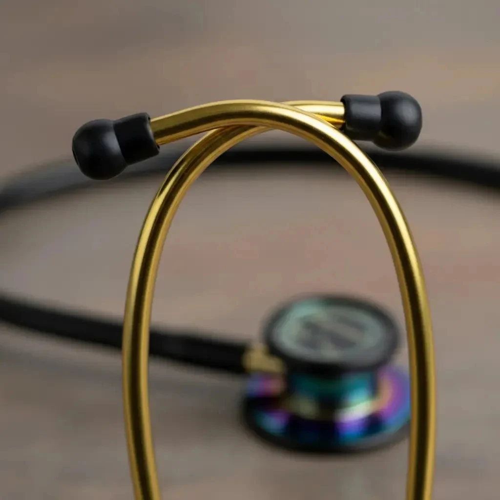 Estetoscópio BIC Eternity Inox Adulto e Pediátrico Preto Gold Rainbow