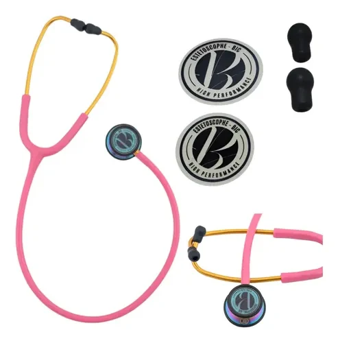 Estetoscópio BIC Eternity Duplo Inox Adulto e Infantil Rosa Rainbow