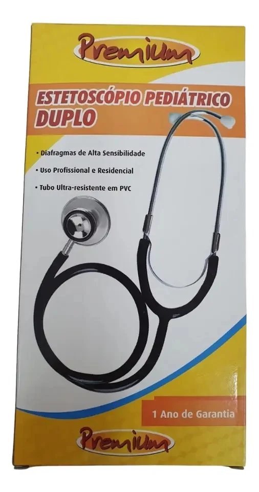 Estetoscópio Duplo Premium Adulto e Infantil Preto
