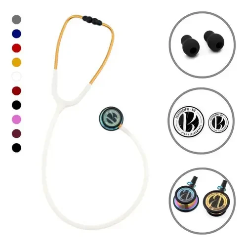 Estetoscópio BIC Eternity Inox Adulto e Pediátrico Branco Gold
