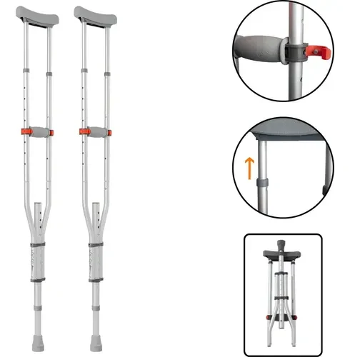 Muleta Axilar Hidrolight SC602 Universal em Alumínio até 130 kg Cinza