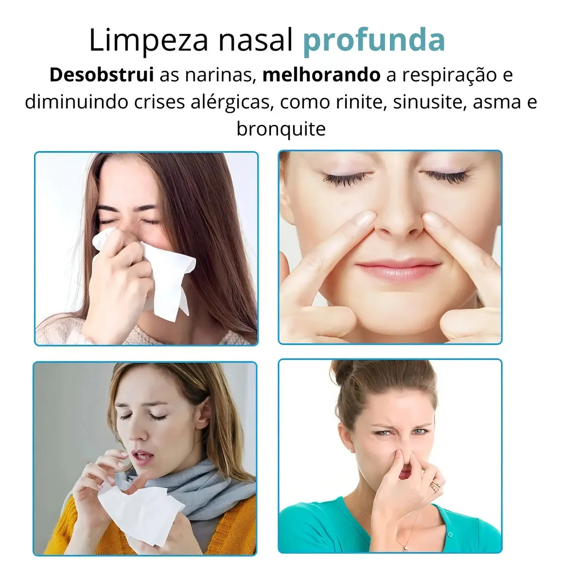 Higienizador Nasal Ergonômico 300 mL Azul com 2 Bicos