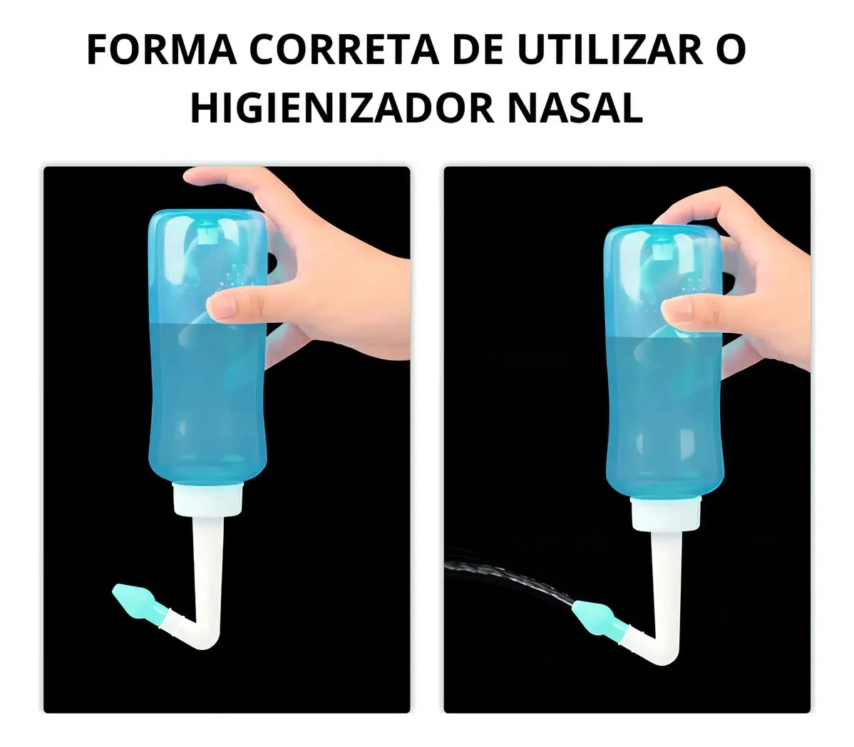 Higienizador Nasal Ergonômico 300 mL Azul com 2 Bicos