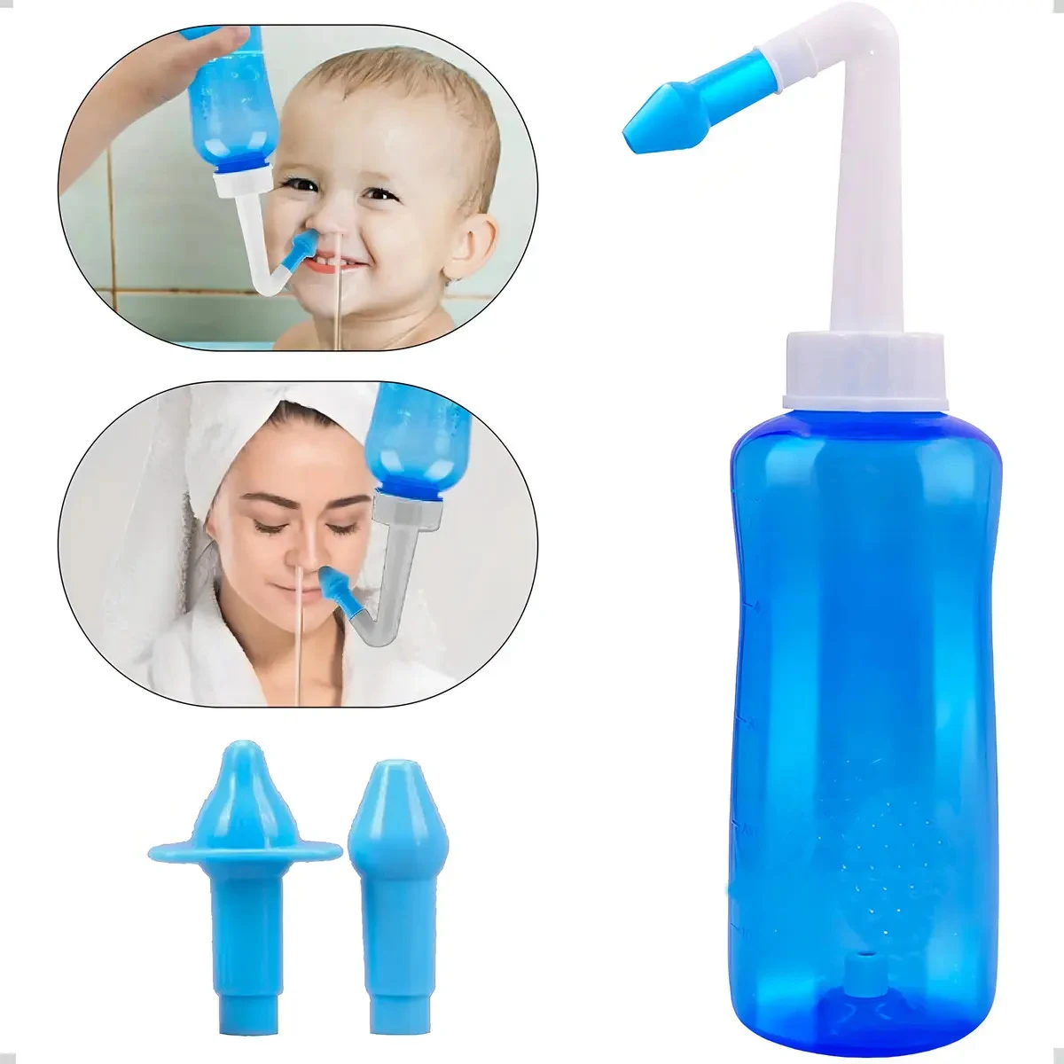 Higienizador Nasal Ergonômico 300 mL Azul com 2 Bicos
