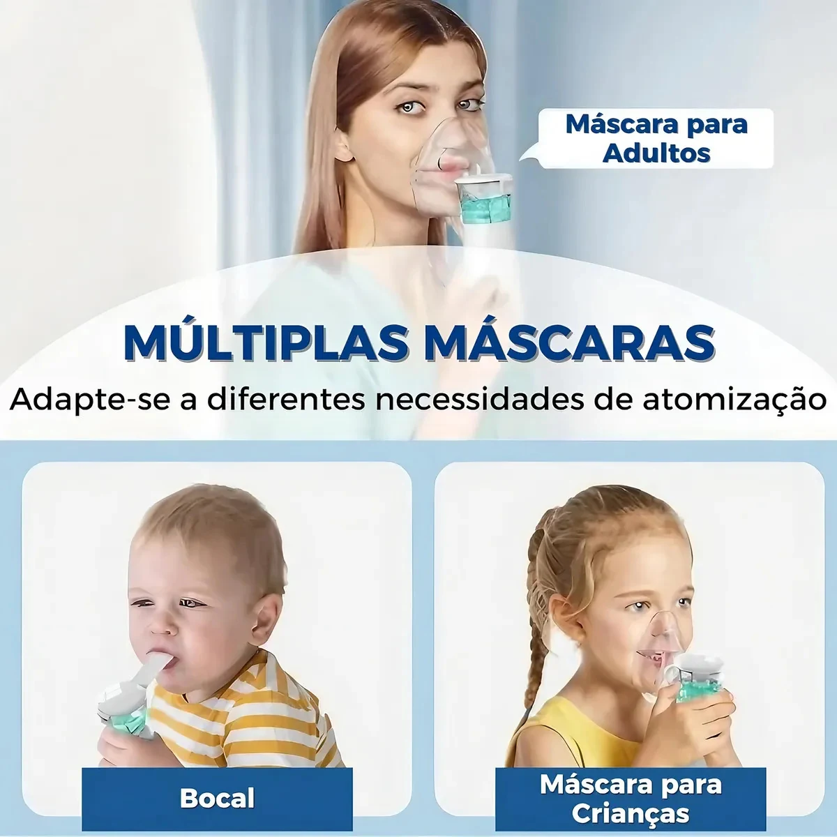 Inalador Nebulizador Portátil Mesh Sem Fio Silencioso Branco Compacto Mesh Bivolt