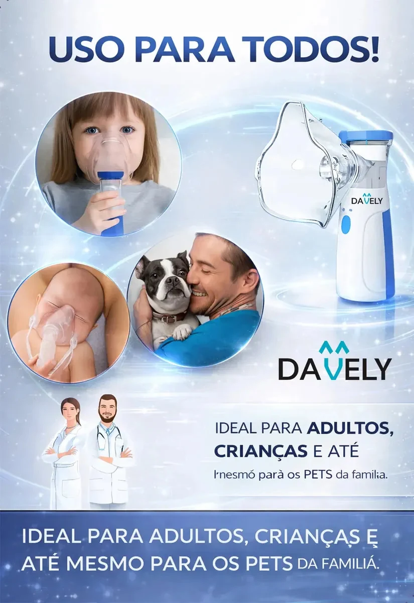 Inalador Nebulizador Portátil Mesh Sem Fio Silencioso Branco Compacto Mesh Bivolt