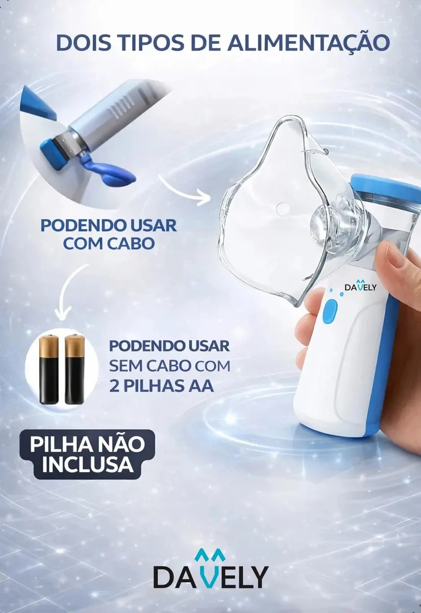 Inalador Nebulizador Portátil Mesh Sem Fio Silencioso Branco Compacto Mesh Bivolt